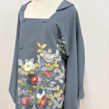 訪問着から仕立て変えた被布衿コート